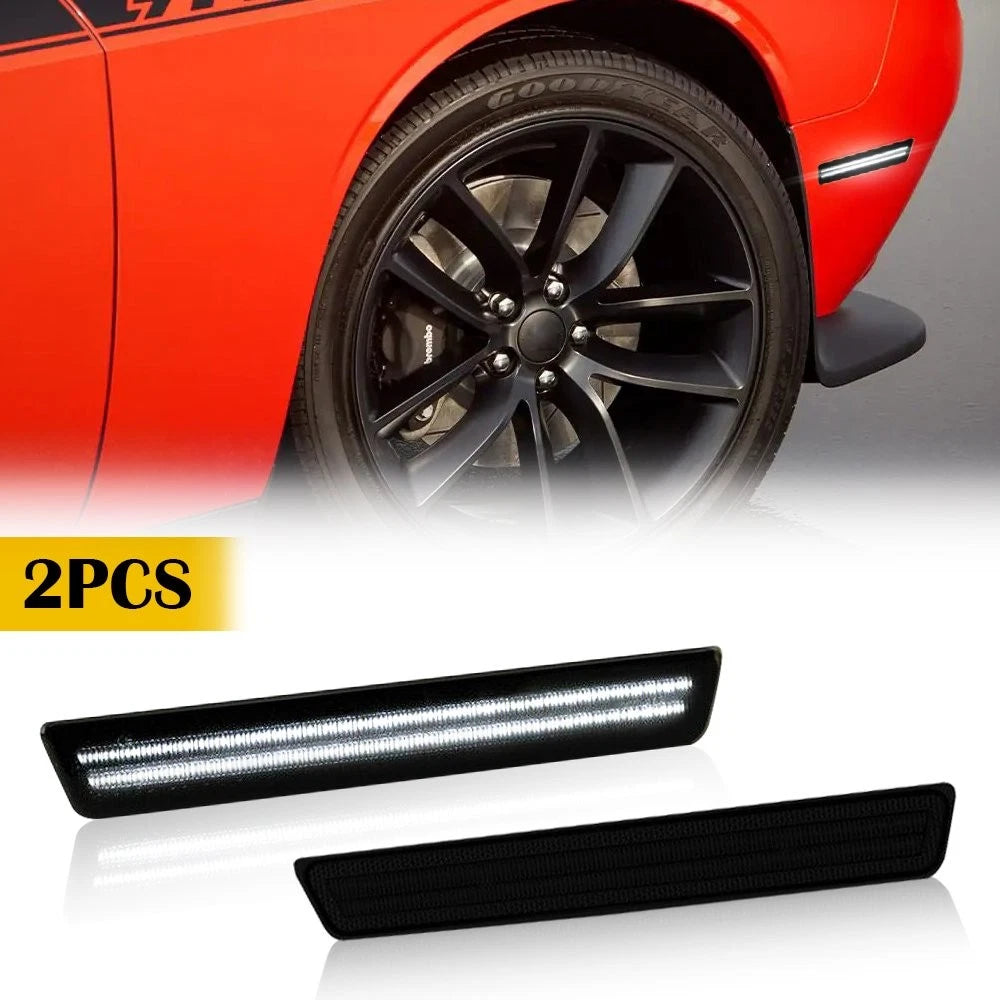 2X Smoked LED Rear Bumper Lamp Side Marker for Dodge Challenger (2015–2022)