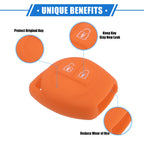 2X Key Fob Case Protector for Suzuki (2 Button, Silicone, Orange)
