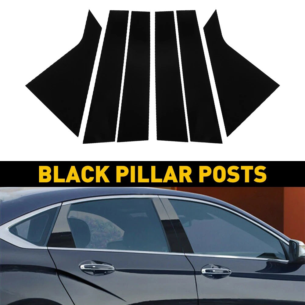 Set of 6 Glossy Black Door Trim Covers for Chevy Impala (2014–2020)