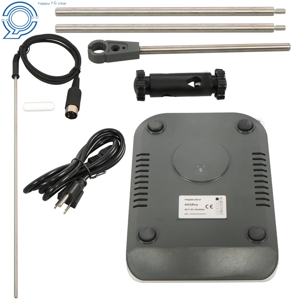 Digital Hot Plate Stirrer 590°F 1500RPM with Temp Probe & Timer (110V)