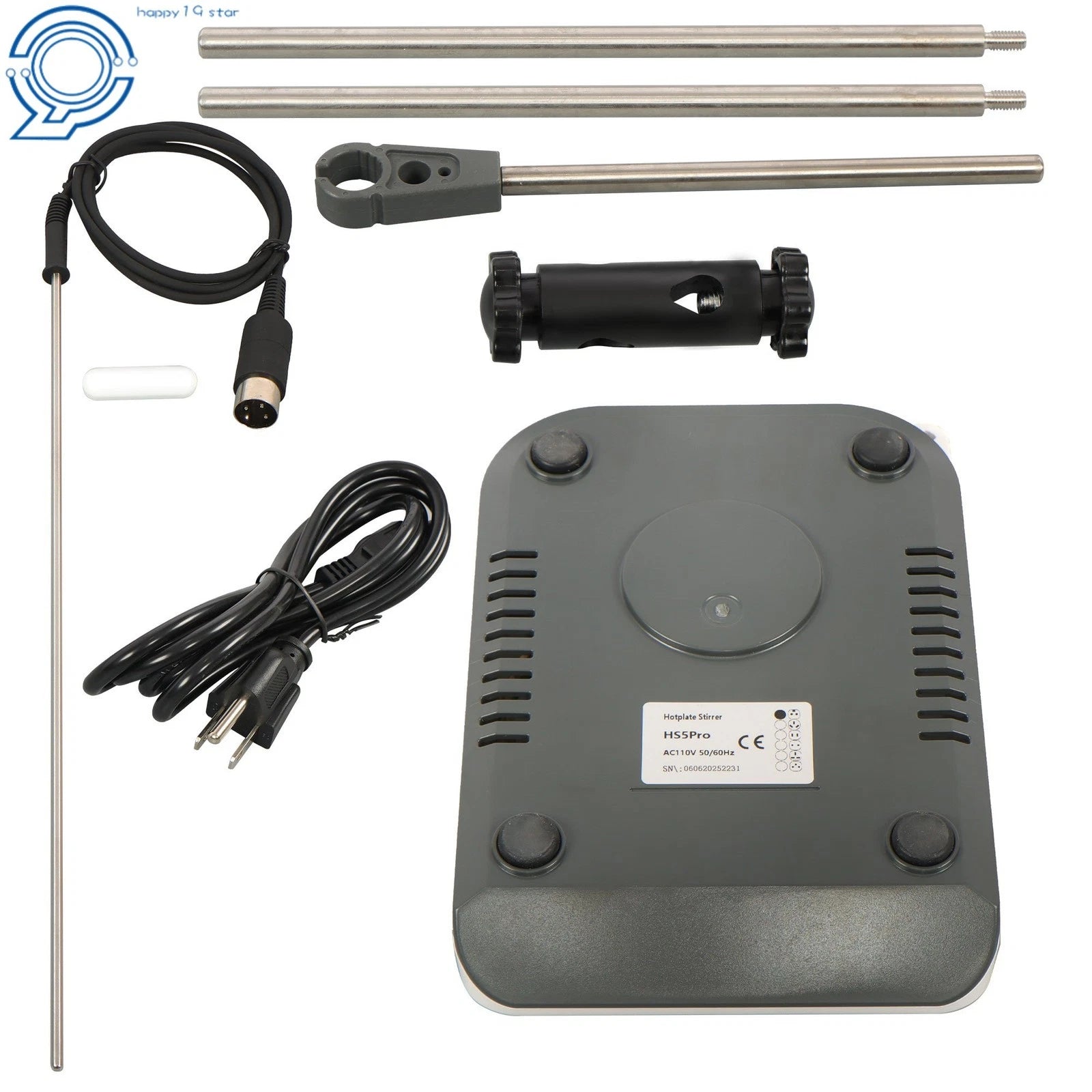 Digital Hot Plate Stirrer 590°F 1500RPM with Temp Probe & Timer (110V)