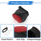 Set of 1 Gear Shift Knob Cover for Toyota CH-R (2017–2021) Black Red Faux Leather