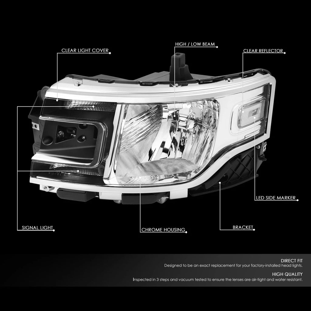 Set of 2 OE Style Headlight Lamps for Ford Flex (2013–2019) Chrome