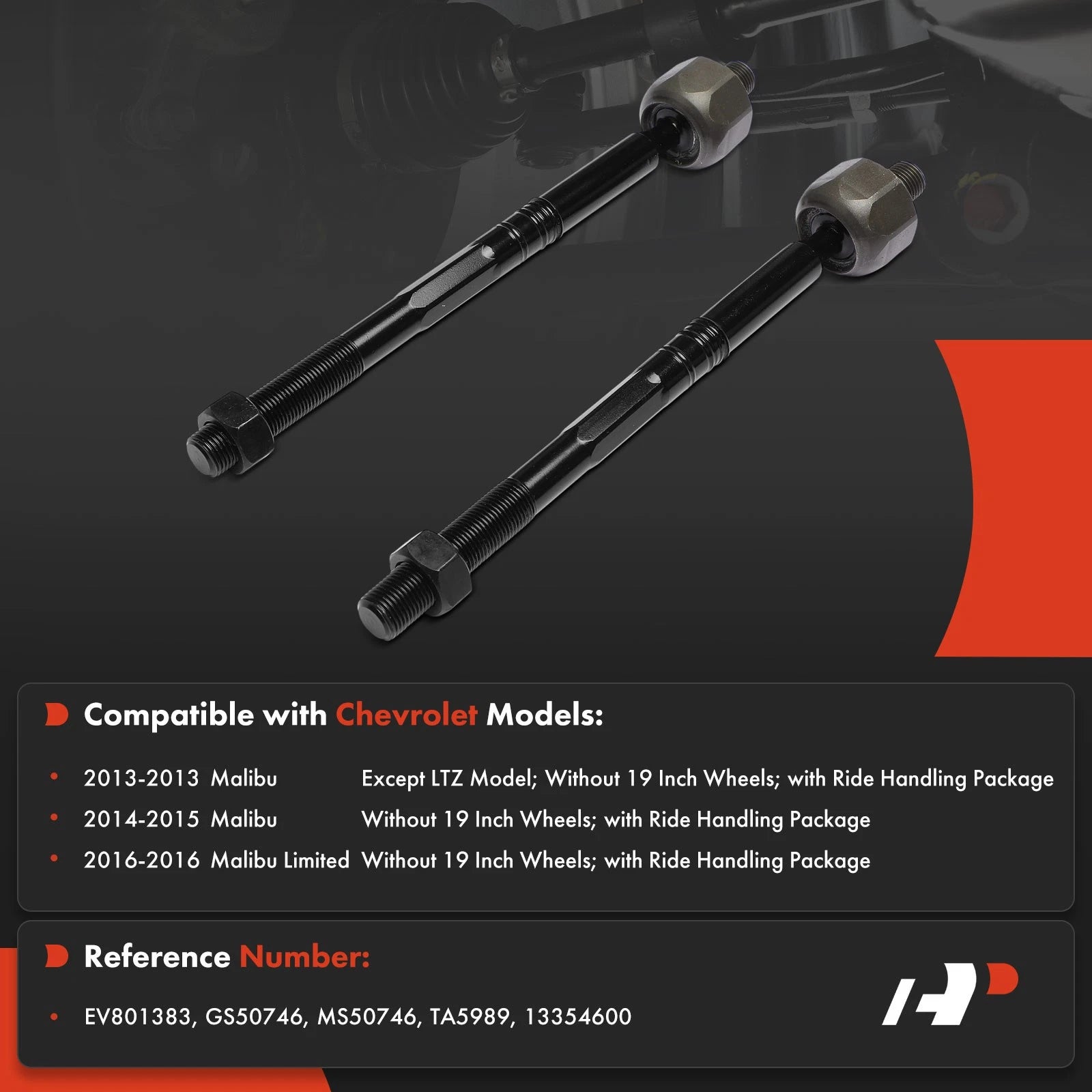 2X Front Inner Tie Rod End for Chevrolet Malibu (2013-2015)