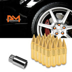 Set of 20 M12X1.5 Gold JDM Hex Spiked Wheel Lug Nuts + 20mm Extension