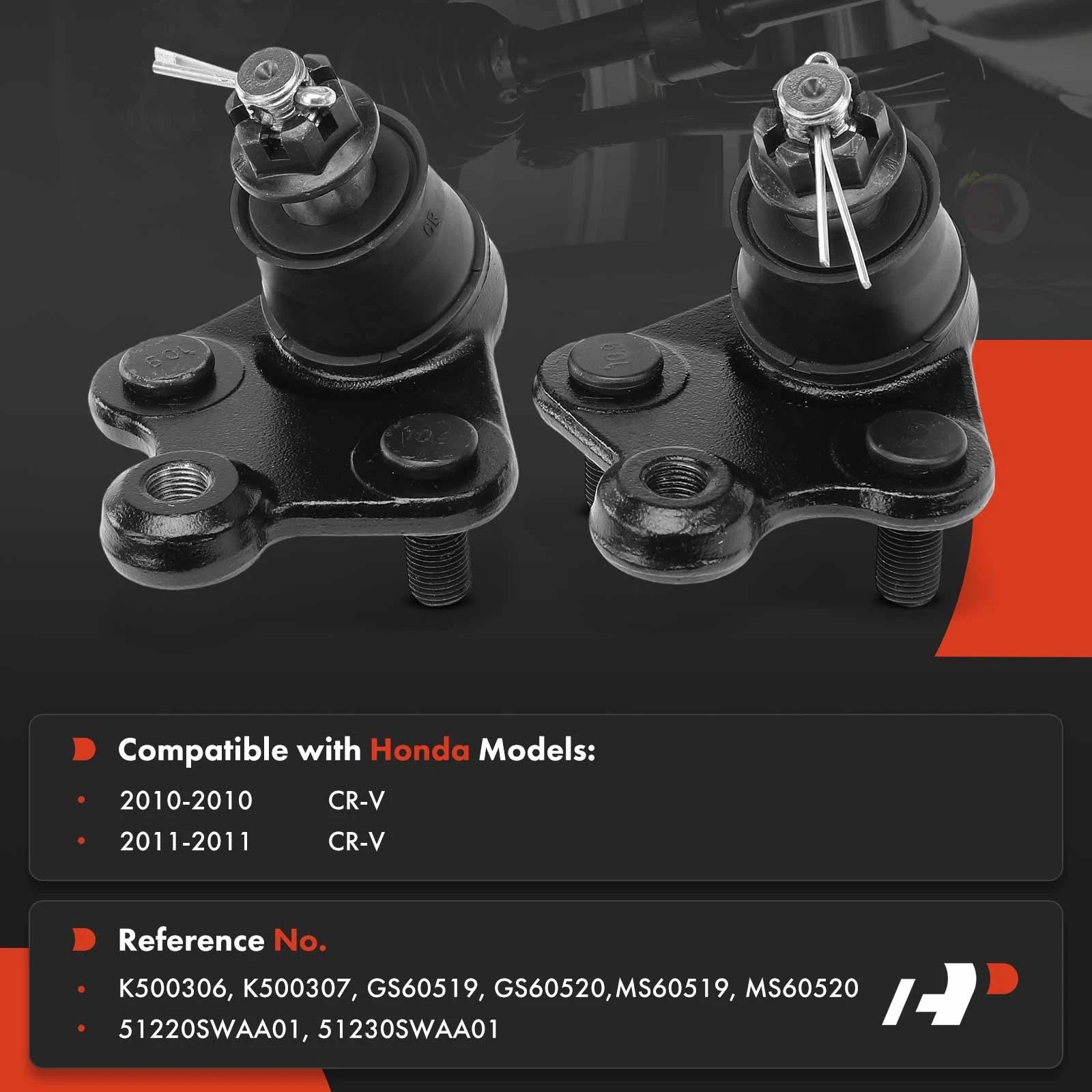 2X Front Lower Ball Joint for Honda CR-V (2010-2011)