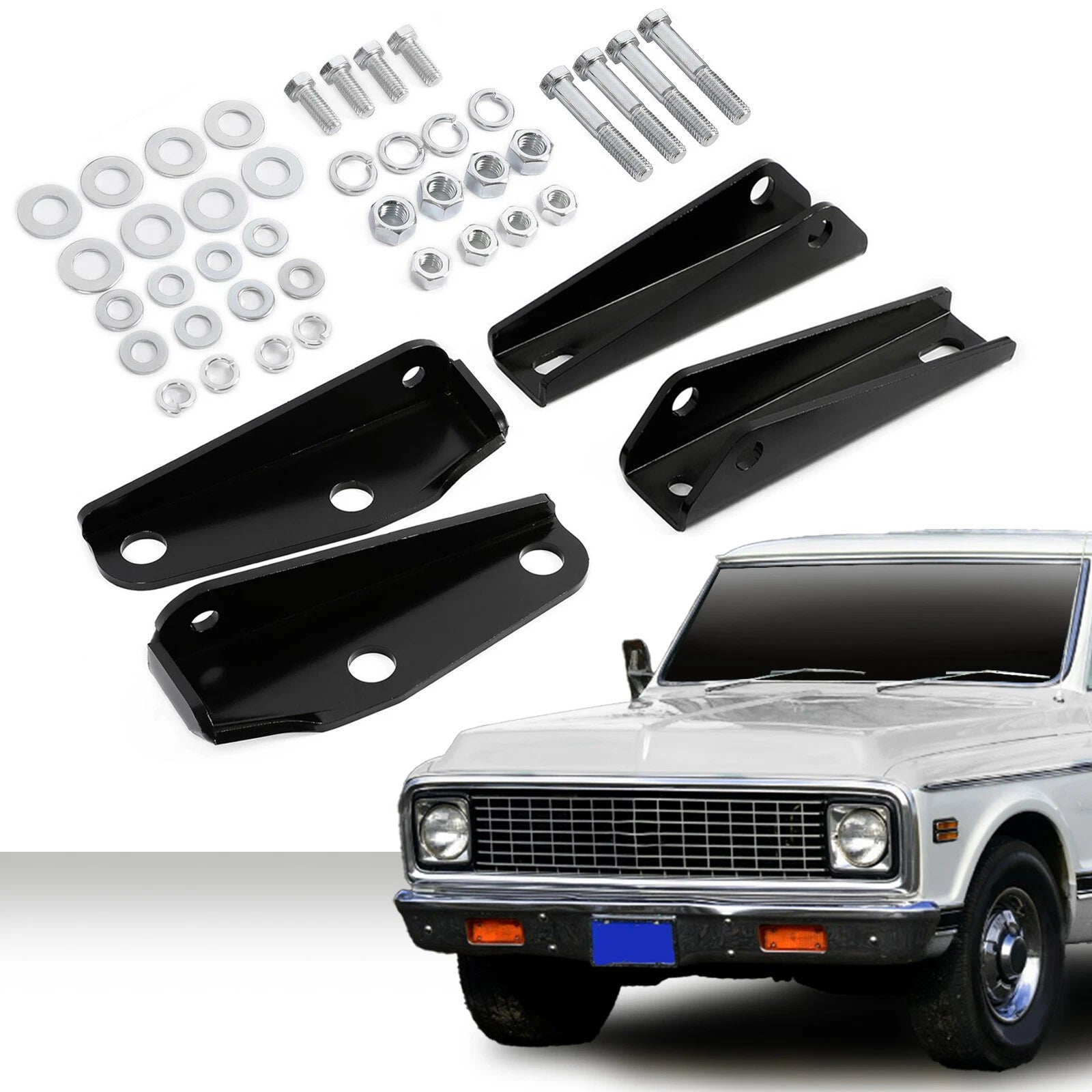 Set of 2 Upper & Lower Rear Shock Brackets for Chevy C10 C20 (1963–1972)