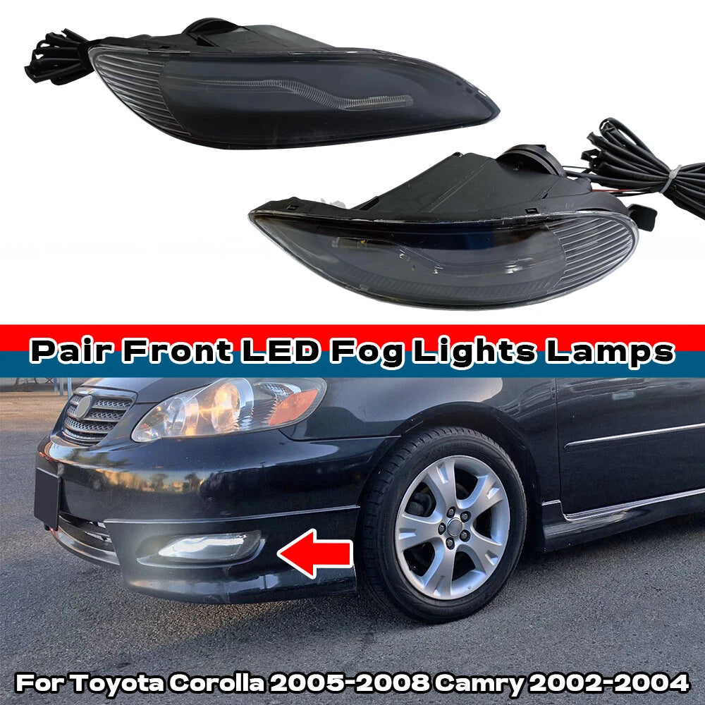 Pair LED Front Fog Light Assembly for Toyota Corolla (2005–2008), Camry (2002–2004)
