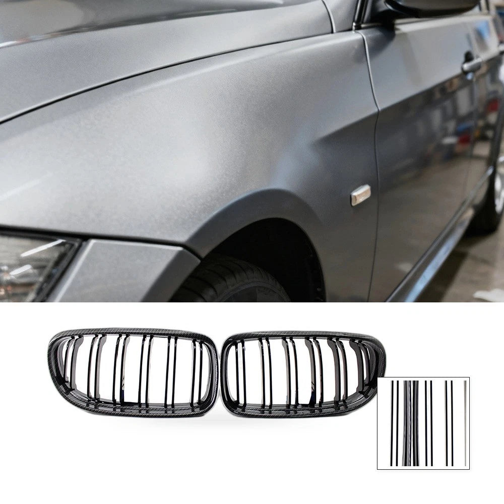 Carbon Gloss Black Double Line Grille for BMW 3 E90 E91 (2009–2012)