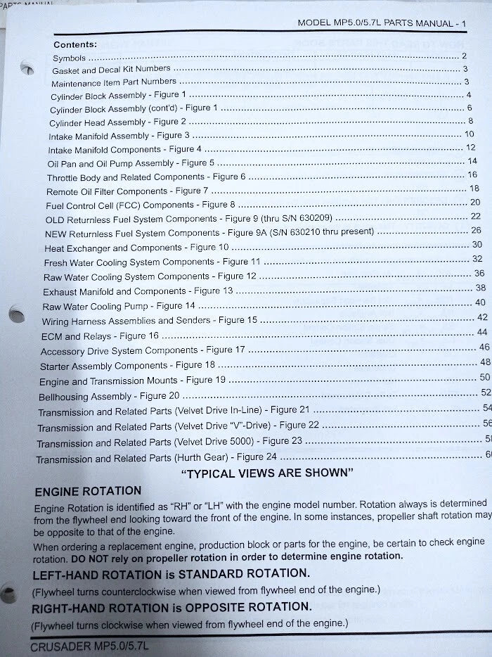 Marine Illustrated Parts Manual for Pleasurecraft MP5.0 (L510012)