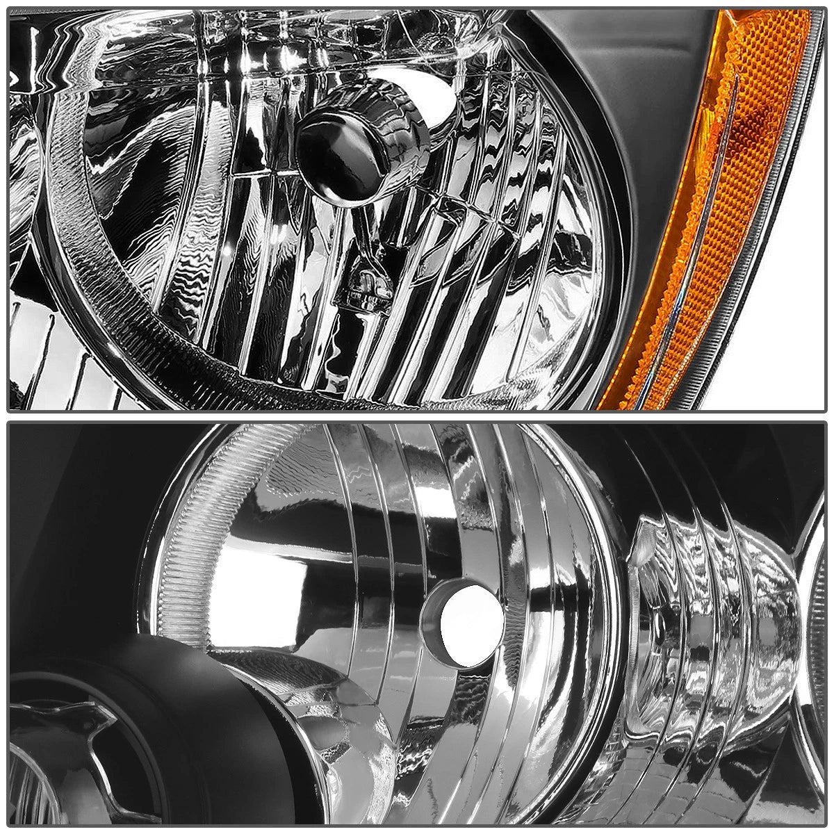 Pair of Headlight Lamps for Jeep Grand Cherokee (2011–2013) Black/Amber