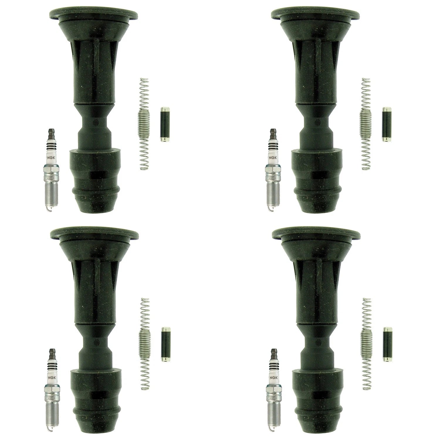 Set of 4 NGK Iridium IX Spark Plugs & Coil Boots for Aura Equinox G5 HHR Malibu (2005–2009)