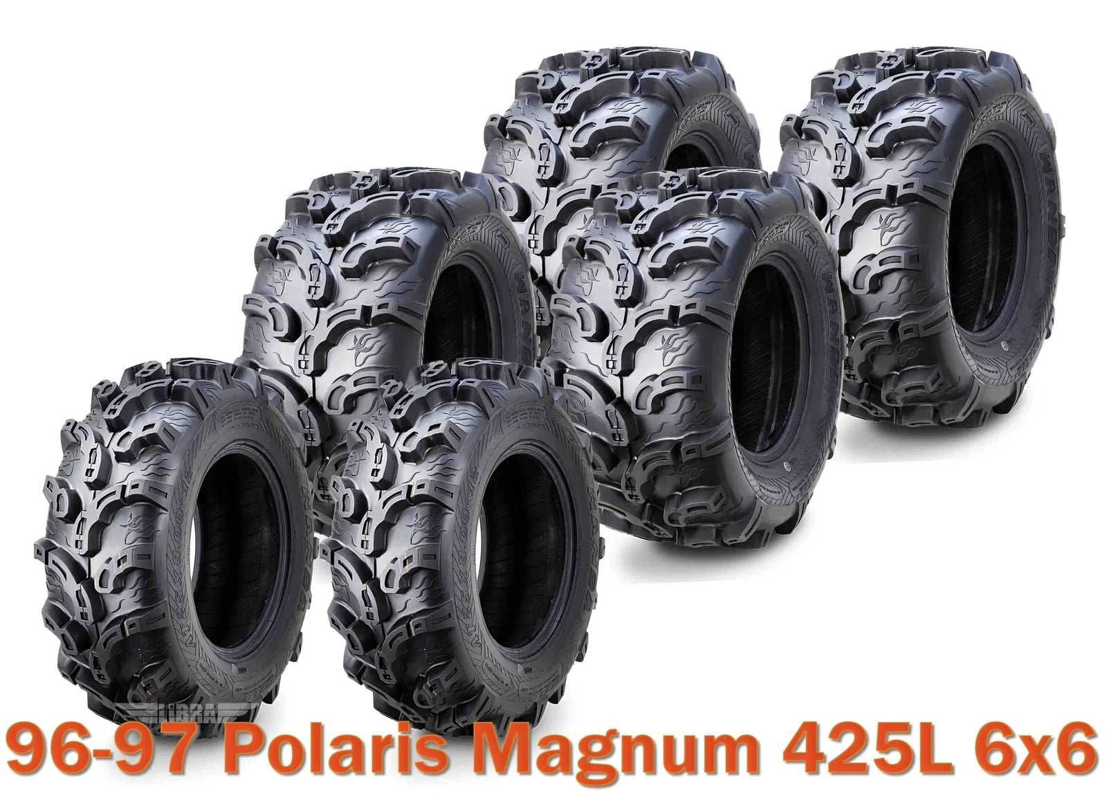Set of 6 ATV Tires 25x8-12 & 25x11-10 for Polaris Magnum 425L 6x6 (1996–1997)