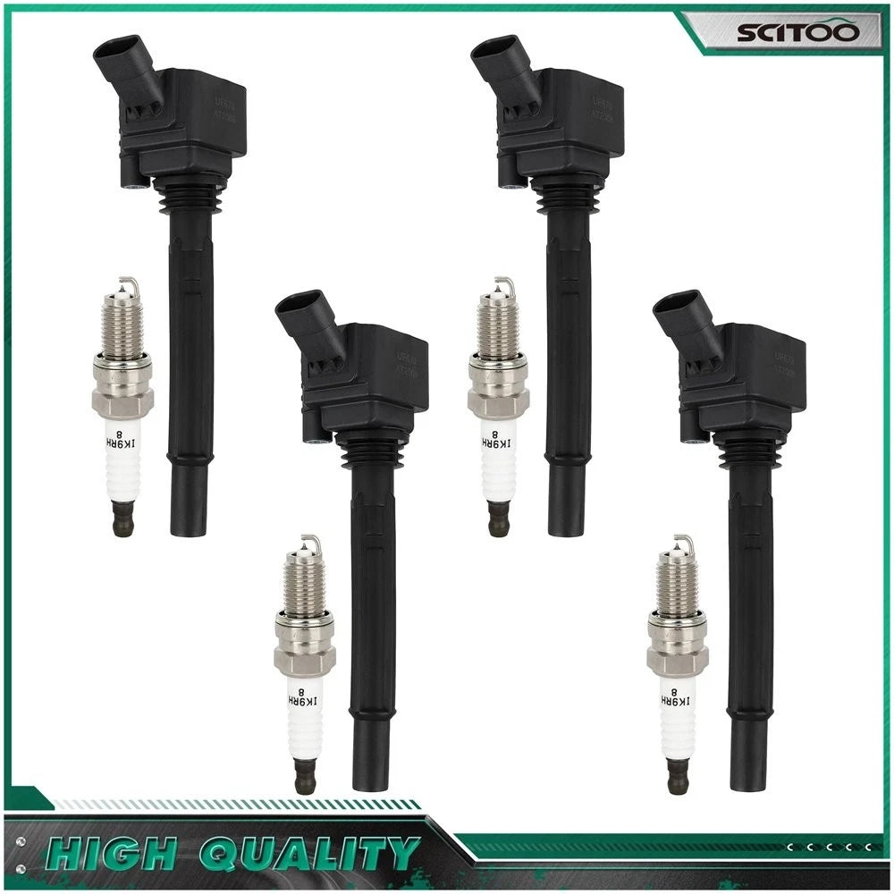Set of 4 Ignition Coils & Spark Plugs for Dodge Dart (2013–2016) & Fiat 500 (2012–2017)