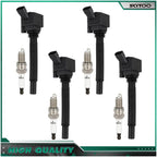 Set of 4 Ignition Coils & Spark Plugs for Dodge Dart (2013–2016) & Fiat 500 (2012–2017)