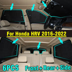 6x Front Side Rear Window Windshield Privacy Sunshade for Honda HR-V (2016–2022)