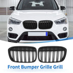 1 Pair Front Upper Bumper Grille for BMW X1 Matte Black (2016 - 2022)