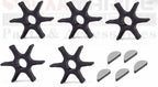 5pcs Water Pump Impeller with Key for Yamaha Mariner Outboard (6E5-44352-01)