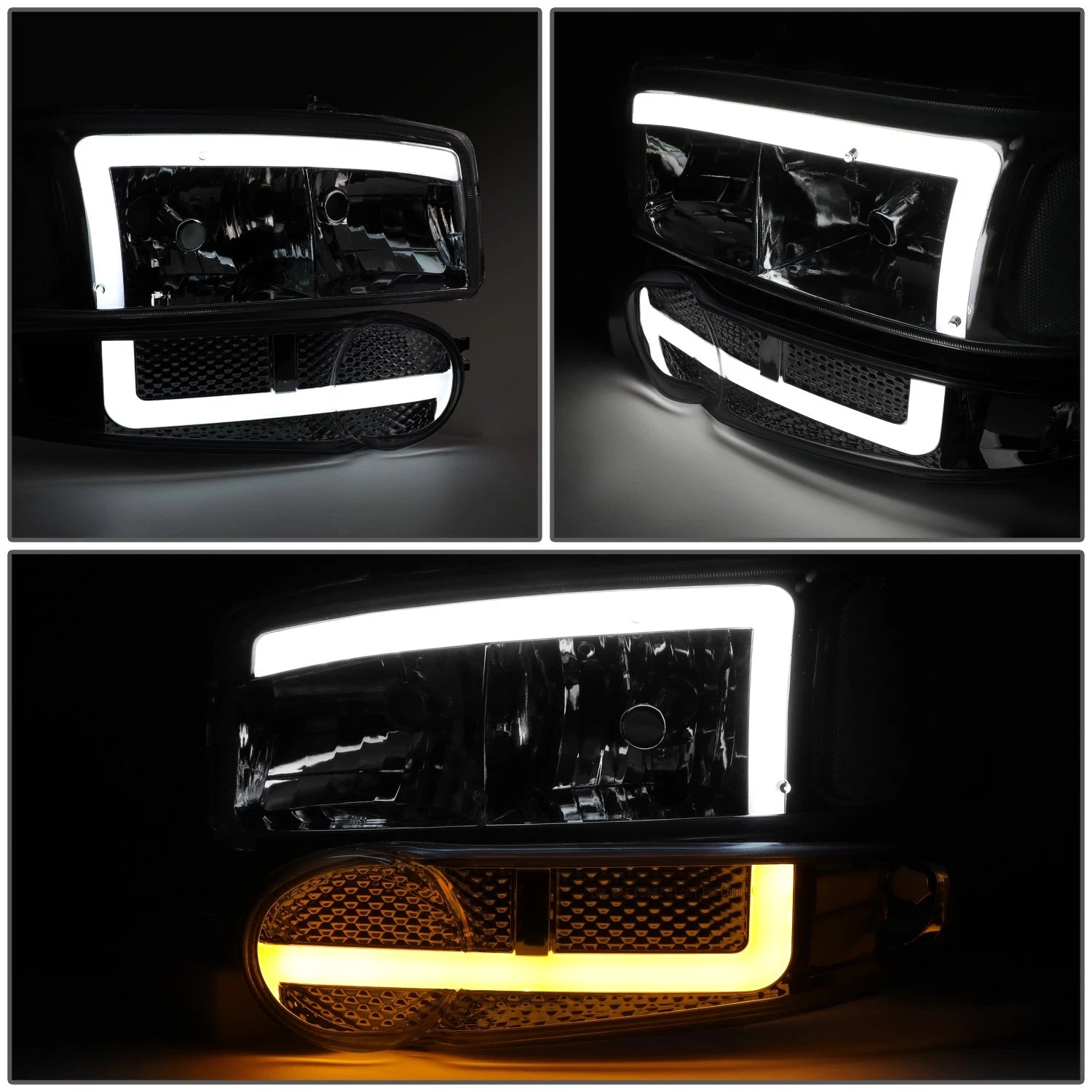 LED Bumper Headlight for GMC Sierra Yukon Denali (2001–2007) Smoked/Clear