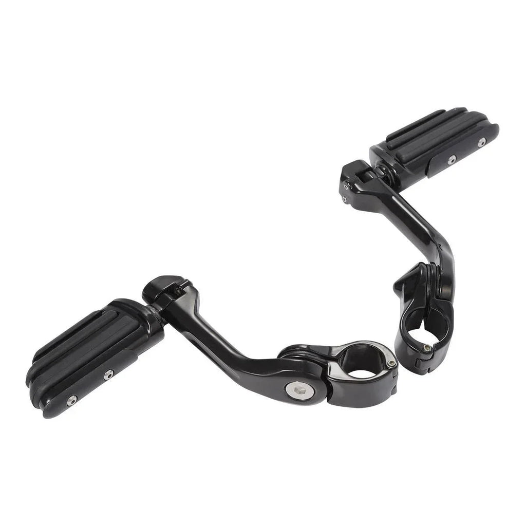 1 x Black 1-1/4" Long Angled Adjustable Highway Foot Pegs for Harley Dyna