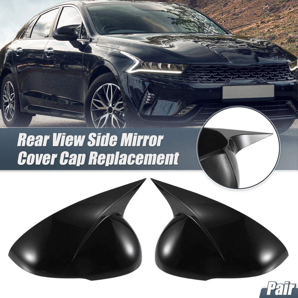 Set of 2 Rearview Mirror Cover Overlays Gloss Black for Kia K5 (2021–2023)