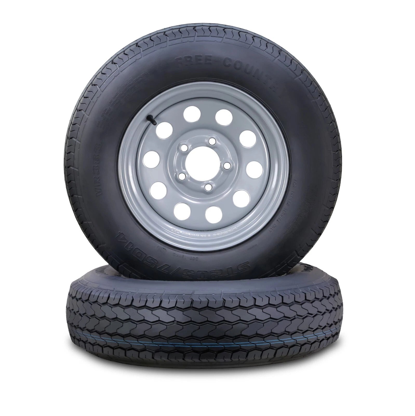 2 Free Country Trailer Tire Rim ST205/75D14 6-Ply C 5 Lug 4.5" PCD Silver Mod