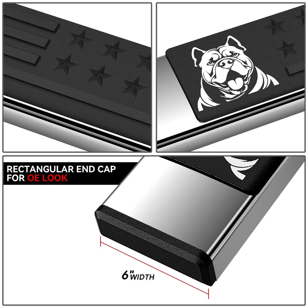 Set of 2 USA Flag Bulldog Custom Pad Step Bar Running Board for Silverado/Sierra (2007–2019)