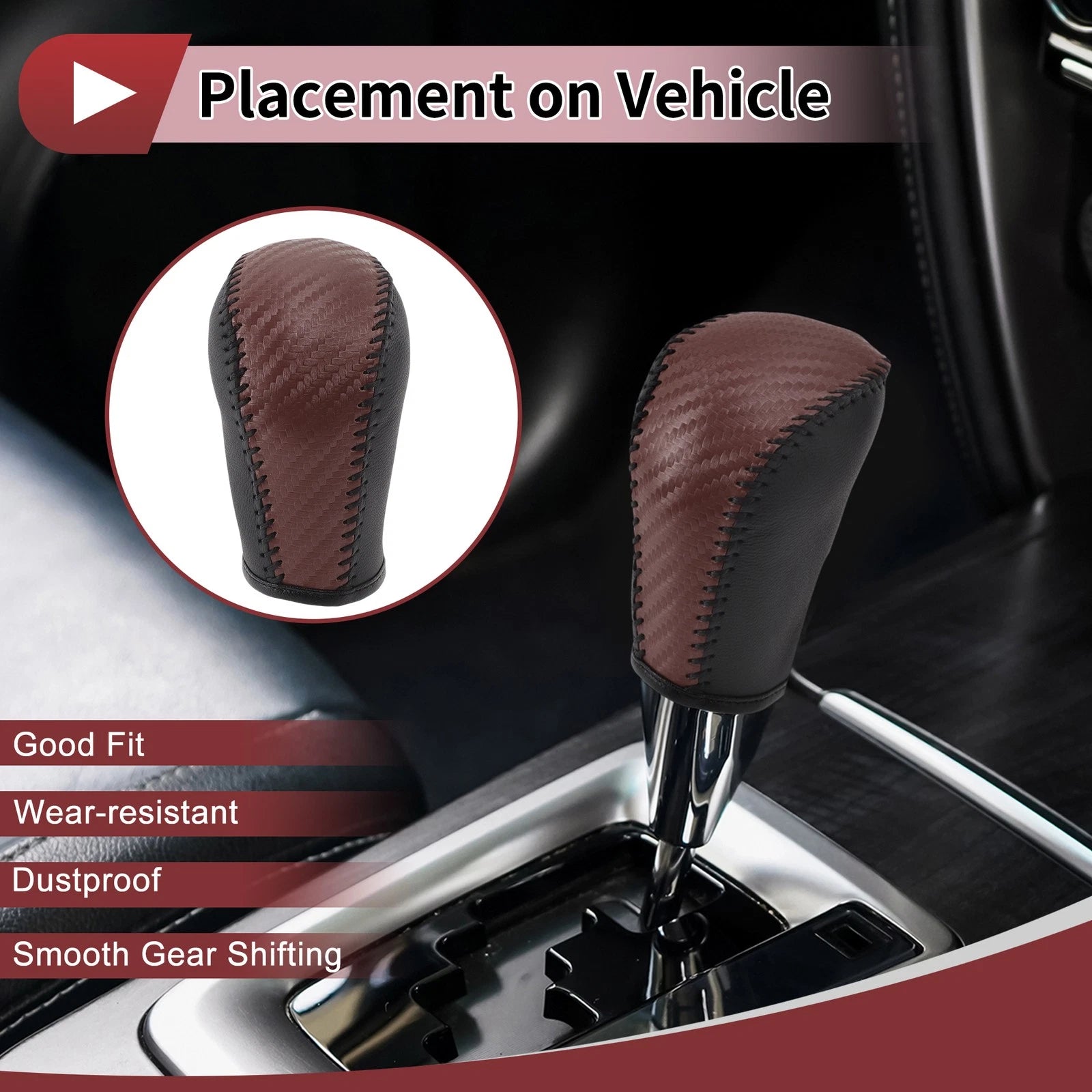 Gear Shift Knob Cover for Subaru Forester (2006–2012) Black Brown