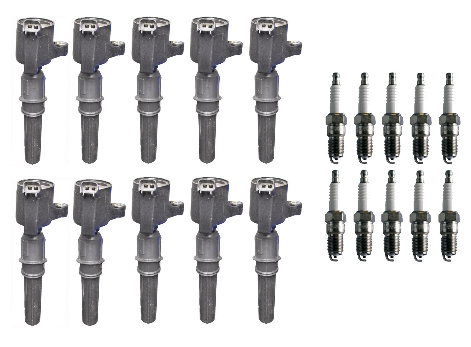 Set of 10 Ignition Coils & Spark Plugs for Ford 6.8 V10 (2000–2008)
