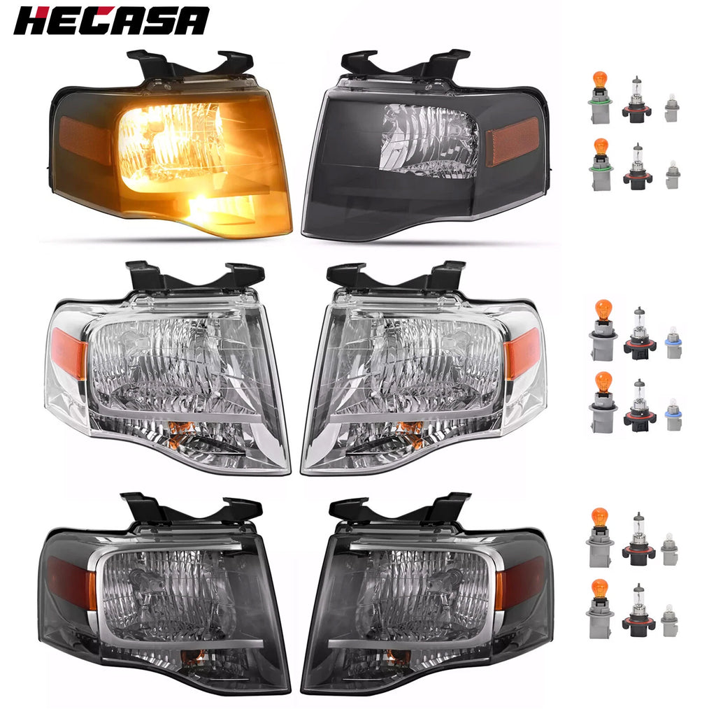Headlights for Ford Expedition (2007–2014) Left/Right Pair with Bulbs