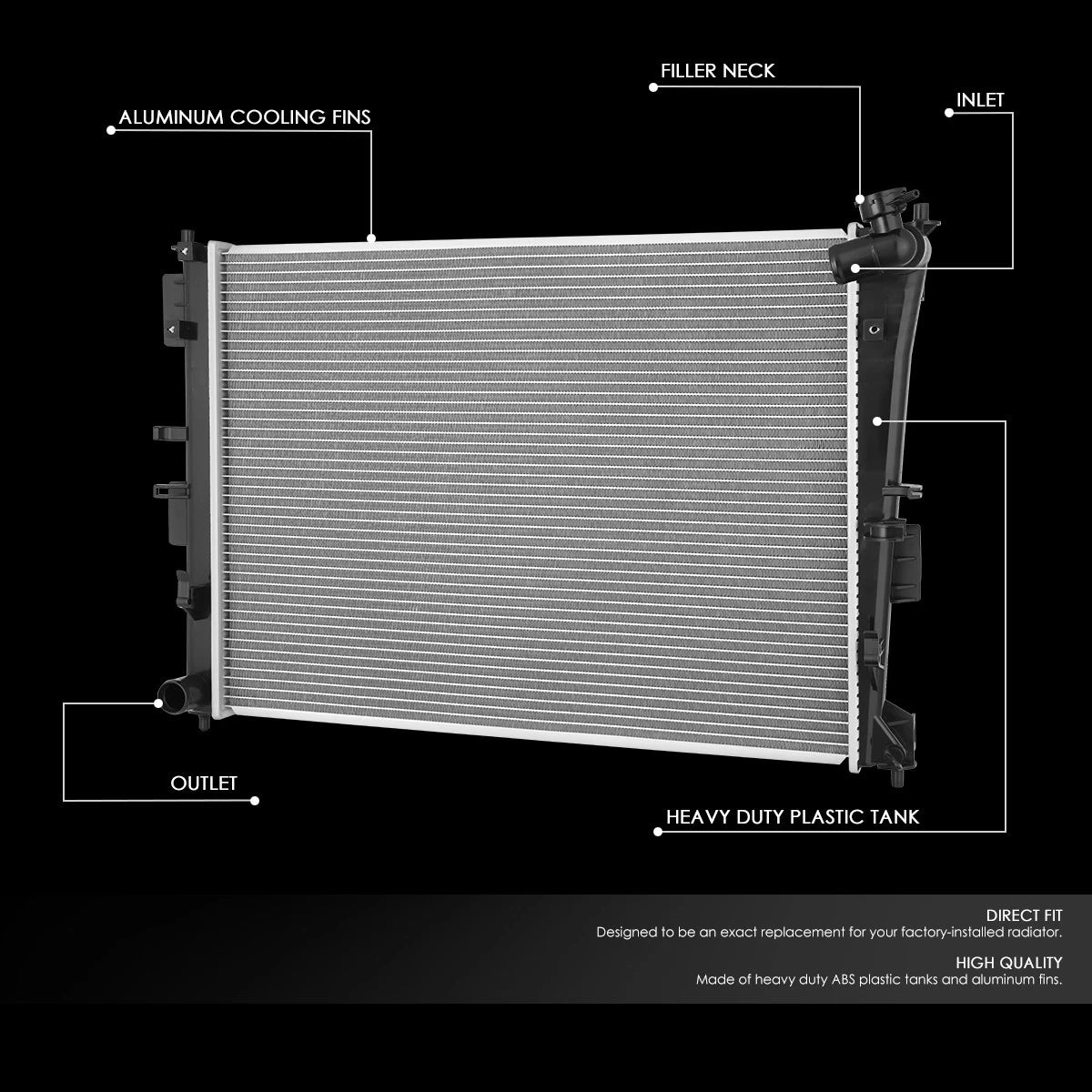 Aluminum Replacement Radiator for Kia Optima, Hyundai Sonata (2011–2015) DPI 13249