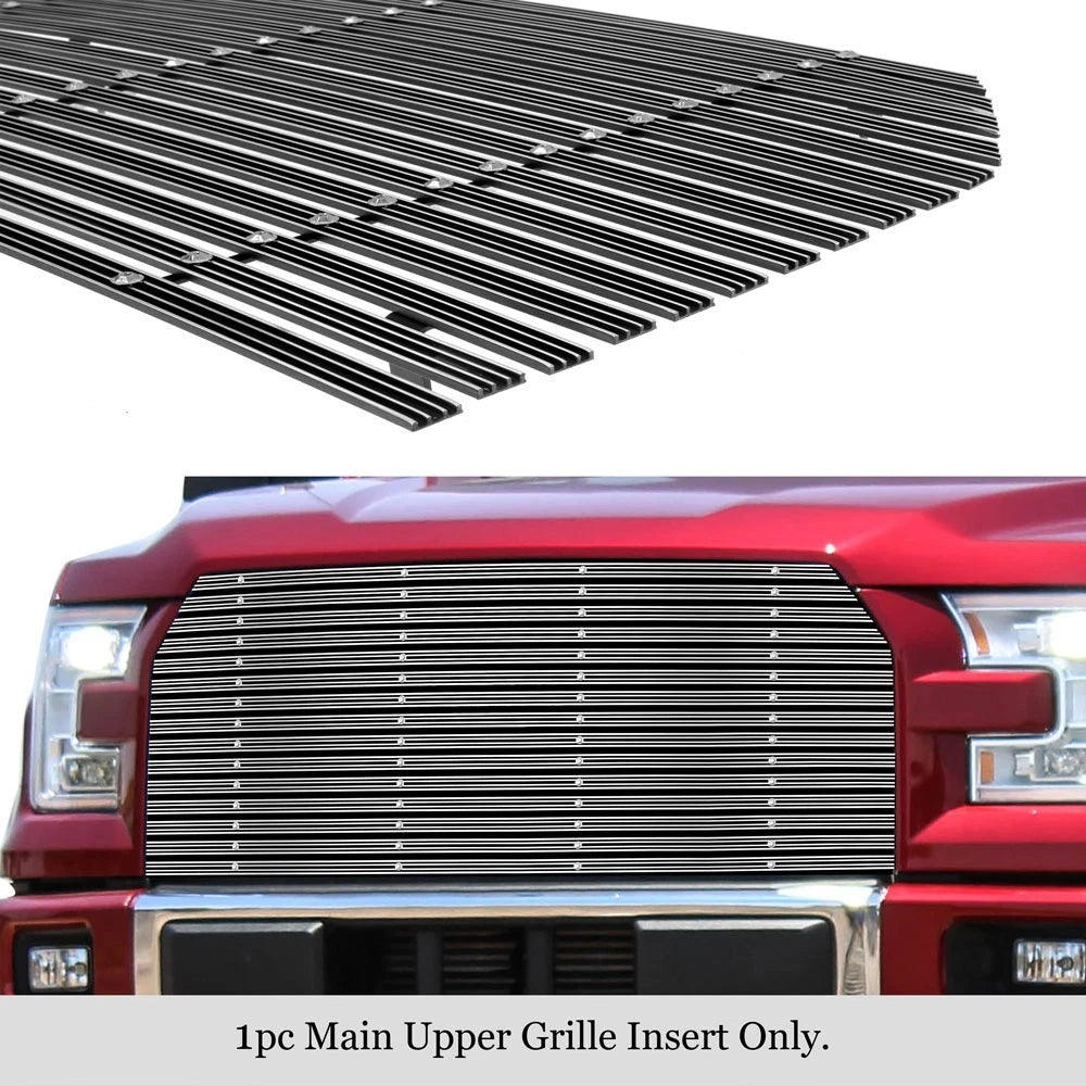 Upper Aluminum Chrome Wide Rivet Billet Grille Insert for Ford F-150 (2015-2017)