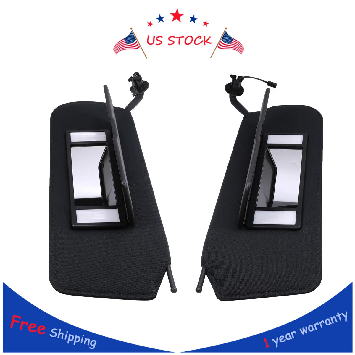 Set of 2 LED Sun Visors with Vanity Mirrors for Corvette C5 (1997–2004)