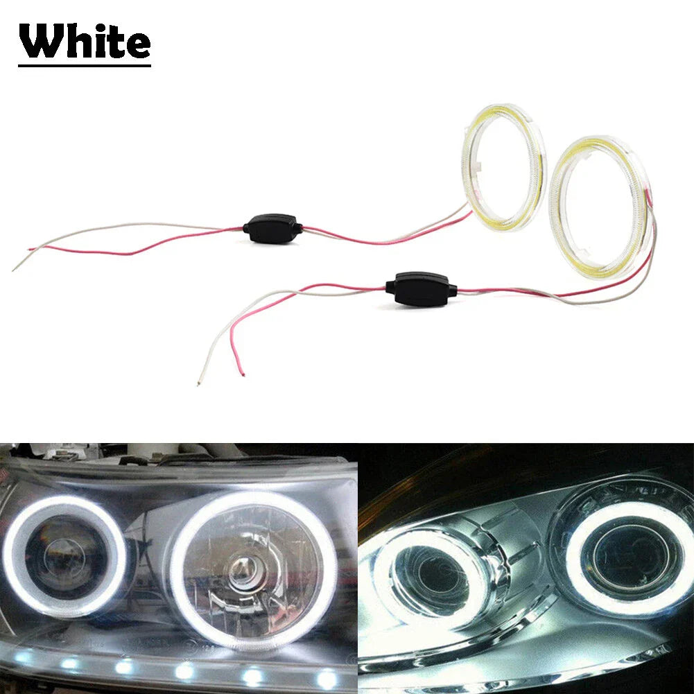 70MM LED Halo Ring Fog Headlights for Universal Car 12V