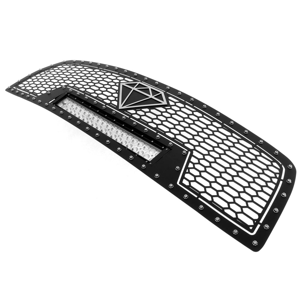 Upper Black Mesh Grille Insert with LED for Dodge Ram 1500 (2009–2012)