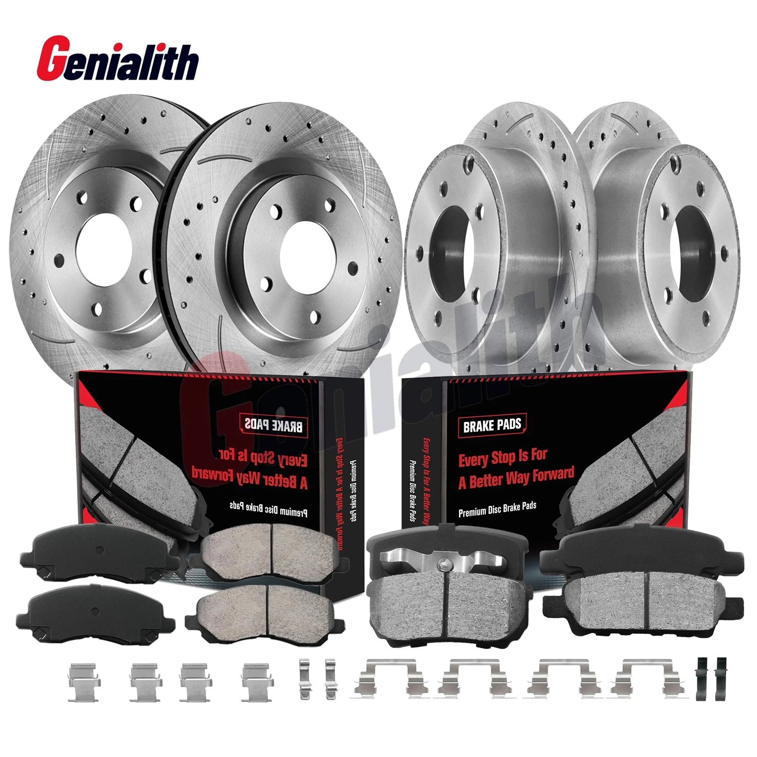 Set of 4 Disc Rotors + Brake Pads for Dodge Avenger, Caliber, Jeep Compass