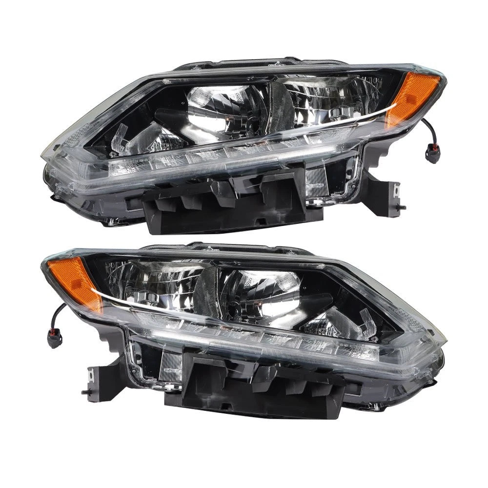 Headlight Assembly Set for Nissan Rogue (2014–2016) Clear Halogen