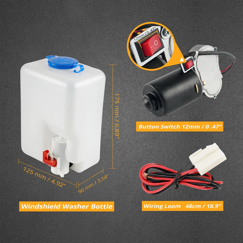 Wiper Kit with Washer Bottle Motor for Polaris RZR 1000 (2014–2023)