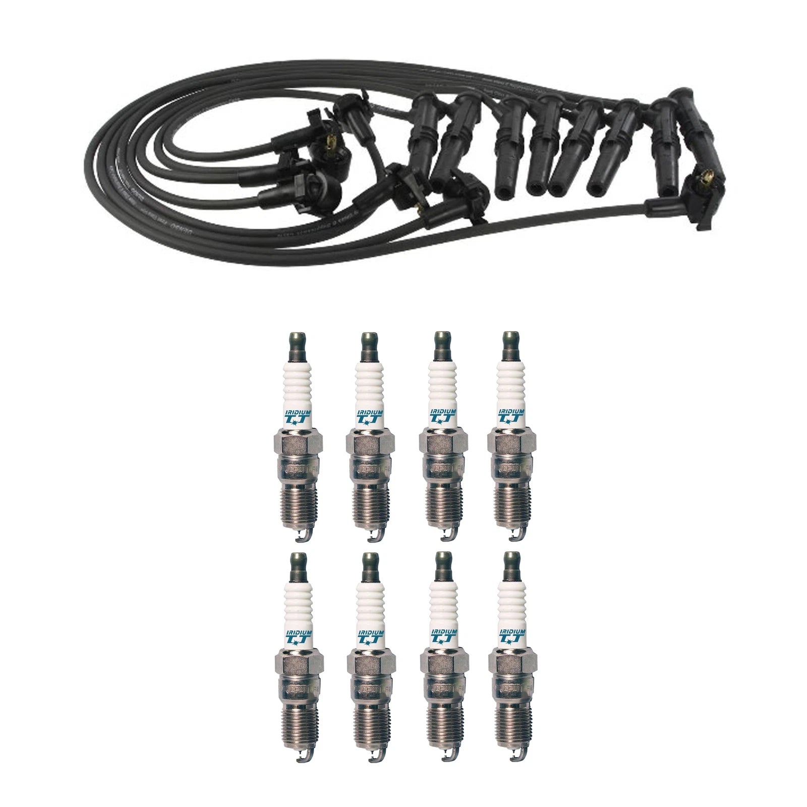 Denso 8mm Wire Set & 8 Iridium TT Spark Plugs for Ford Lincoln 4.6L V8 (2000–2008)