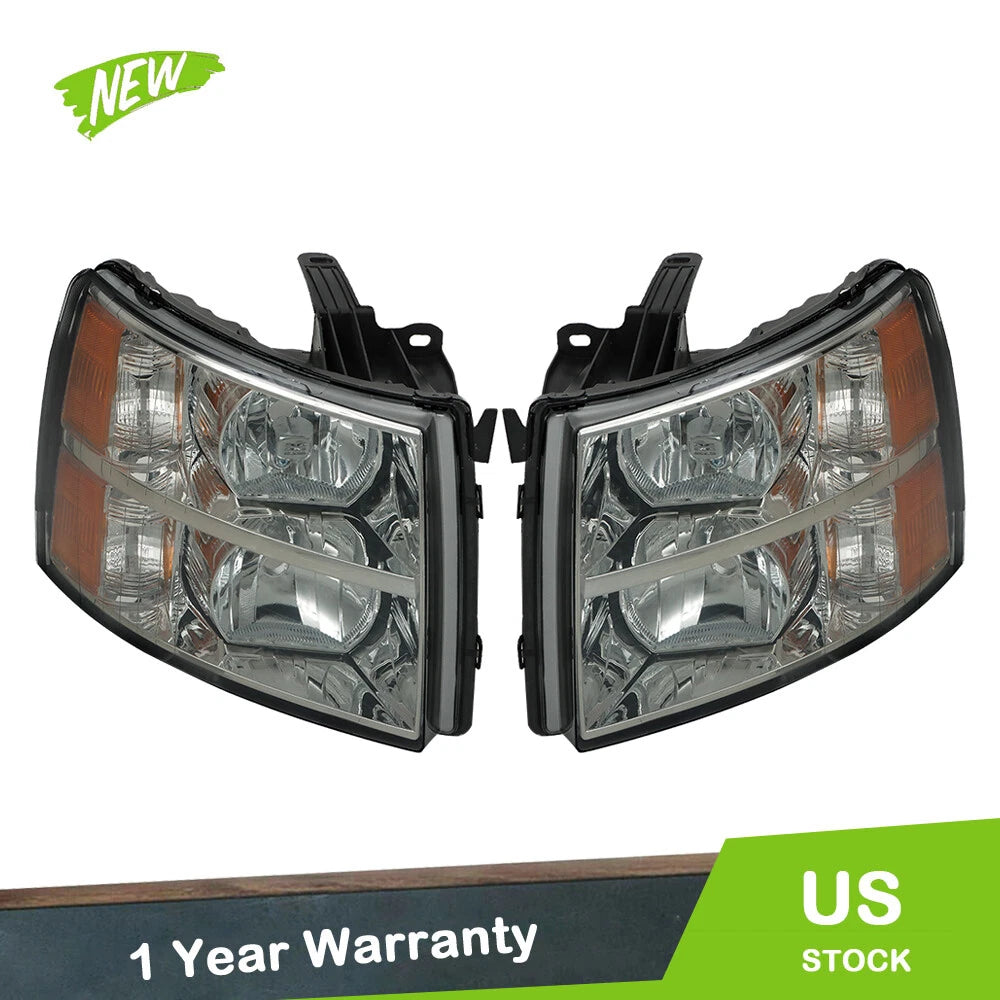 2X Smoked Headlight Assembly for Chevy Silverado (2007–2013)