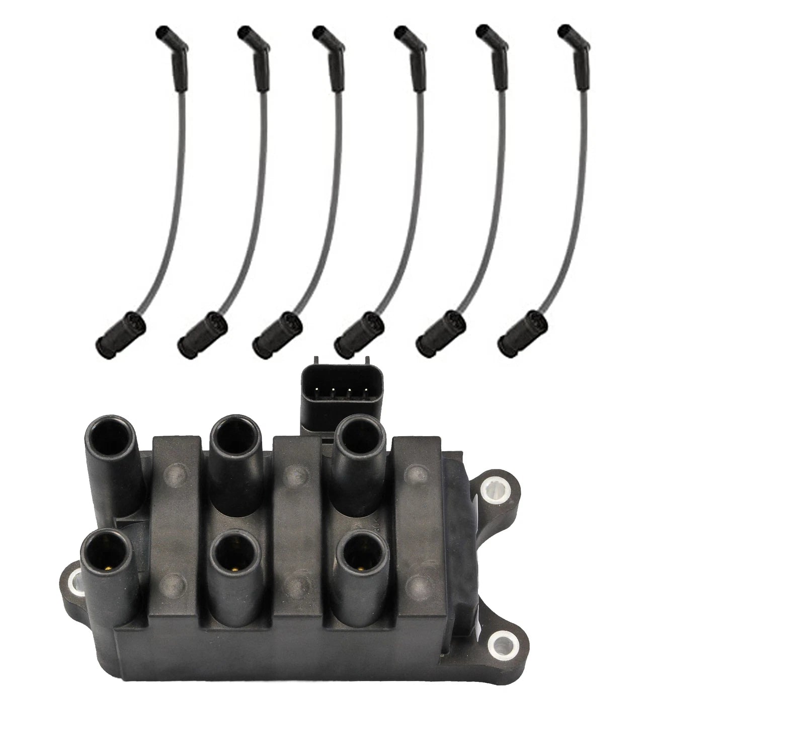 Ignition Coil & Spark Plug Wire Set for Ford Mustang 3.8L V6 (2001–2004)