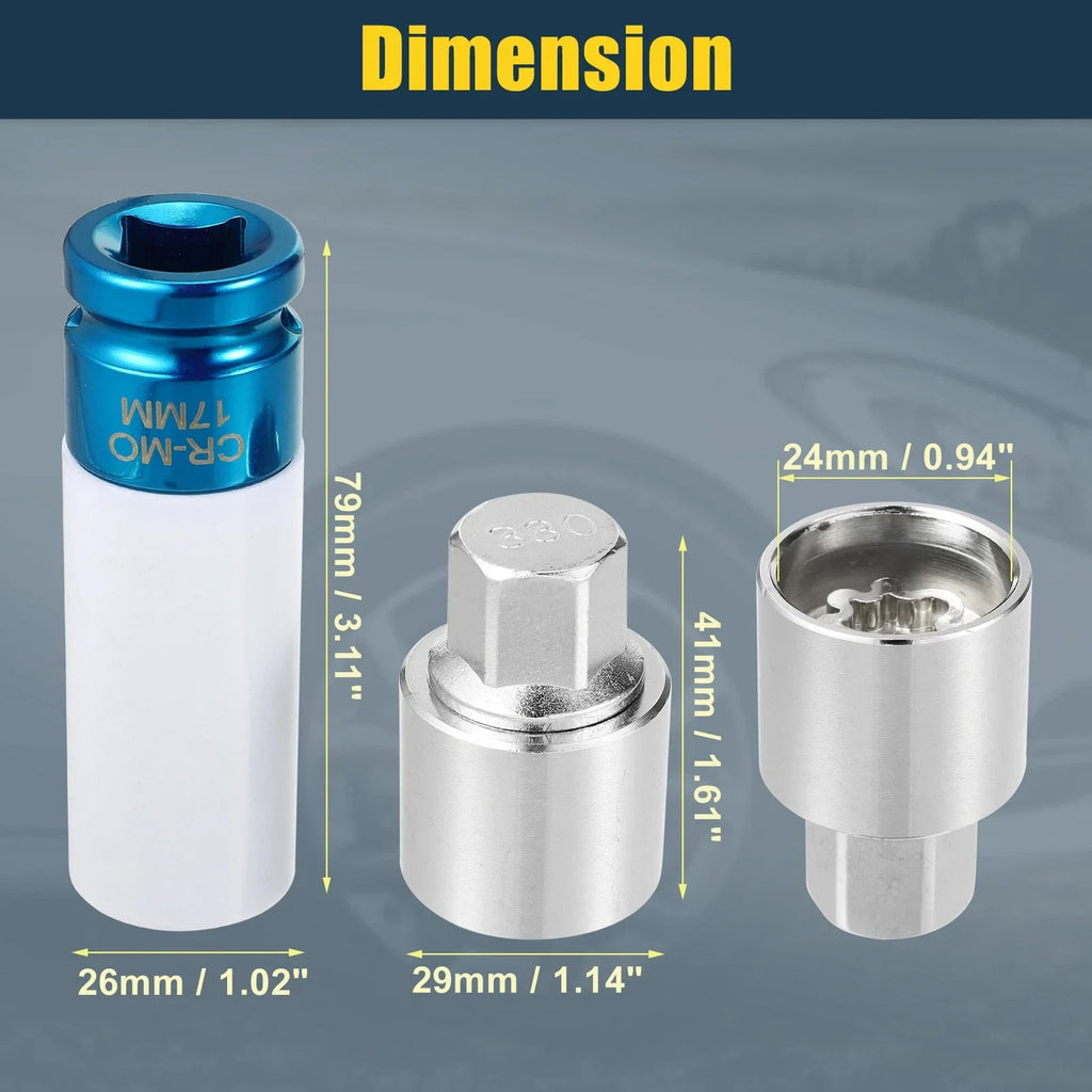 330 Wheel Lock Lug Nut Set with Protector Socket for Mercedes Benz