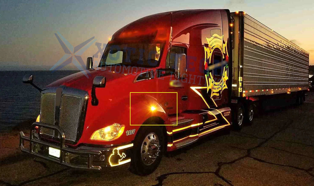 Clear Amber LED Indicator Side Marker Light 2pcs for Kenworth T680 Peterbilt 567 (2018-2024)