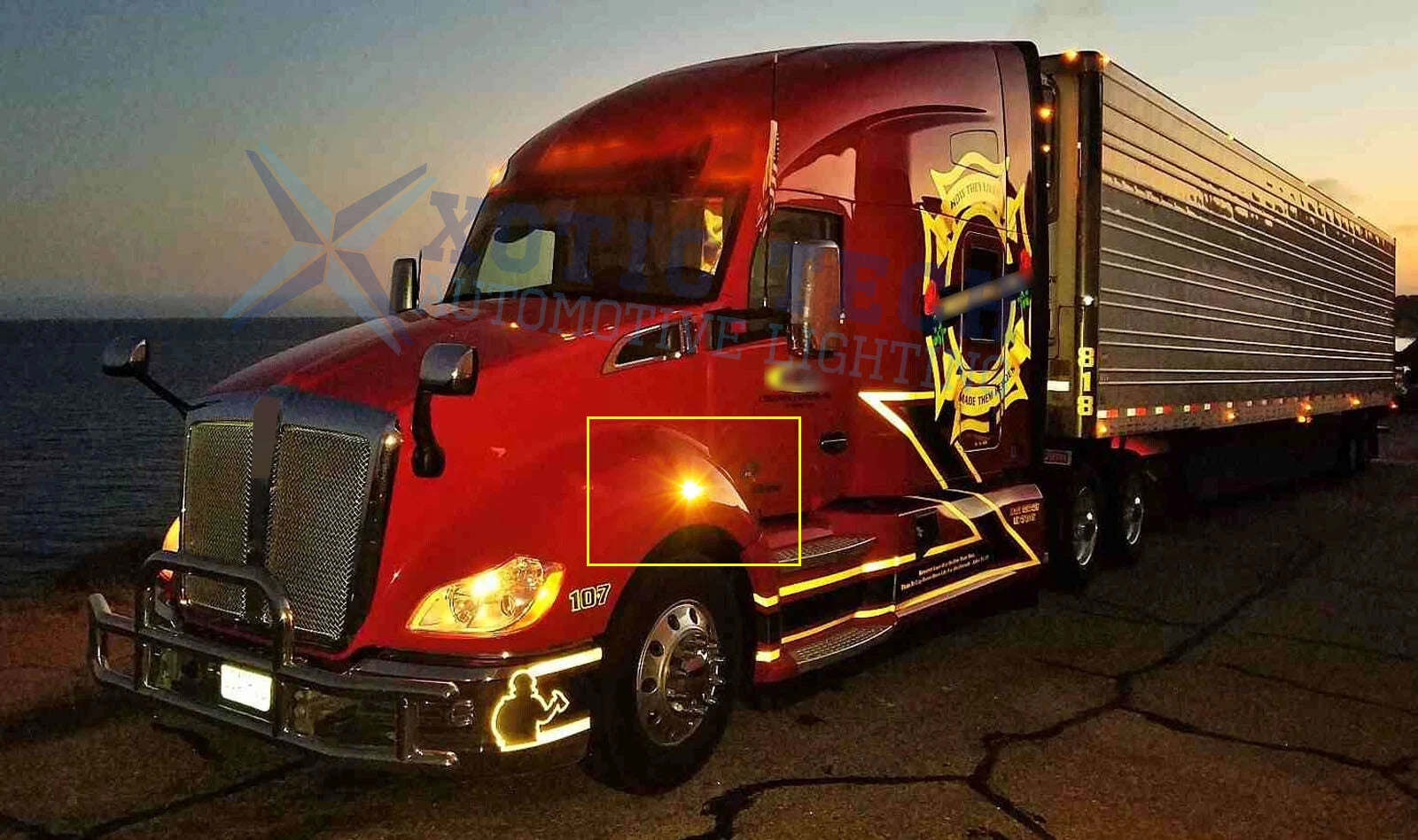 Clear Amber LED Indicator Side Marker Light 2pcs for Kenworth T680 Peterbilt 567 (2018-2024)