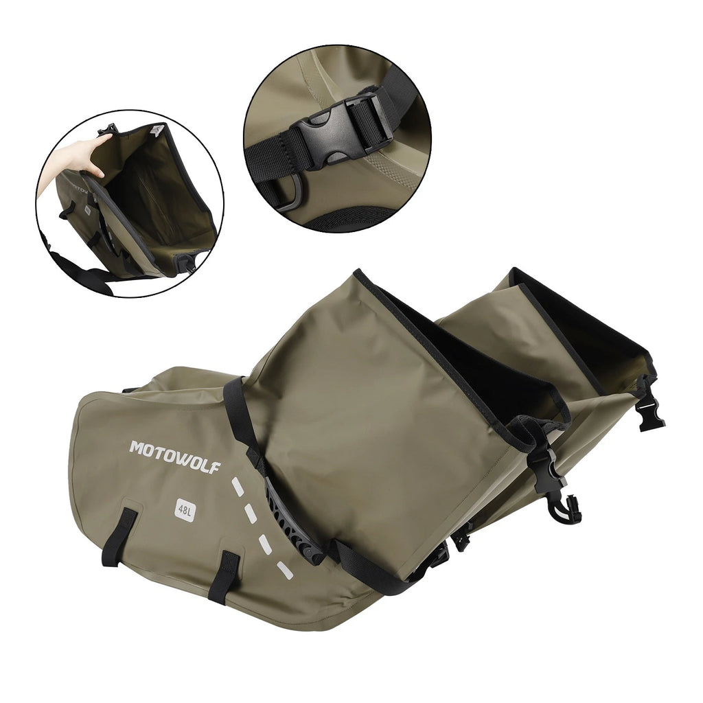Side Tail Bag Saddlebag for Scooter Motorcycle (86L, Green)