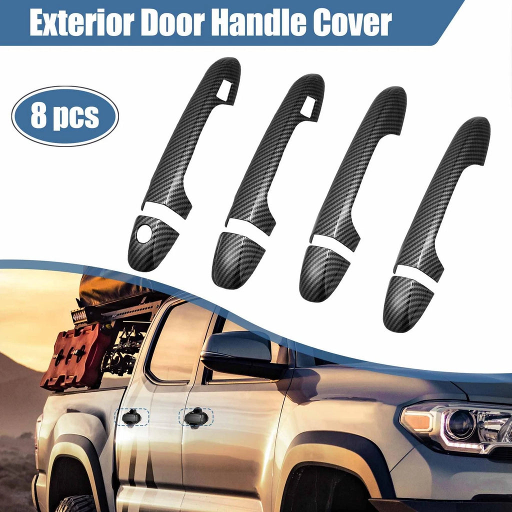 8pcs Door Handle Cover for Toyota Tacoma (2016–2021) Carbon Fiber Pattern Black