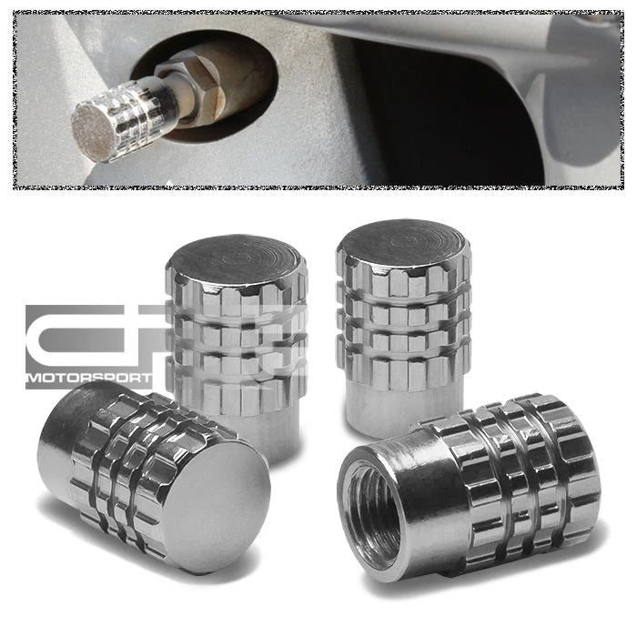 Set of 4 Aluminum Tire Rim Valve Air Port Dust Cover Stem Caps RT046 Silver for Cars