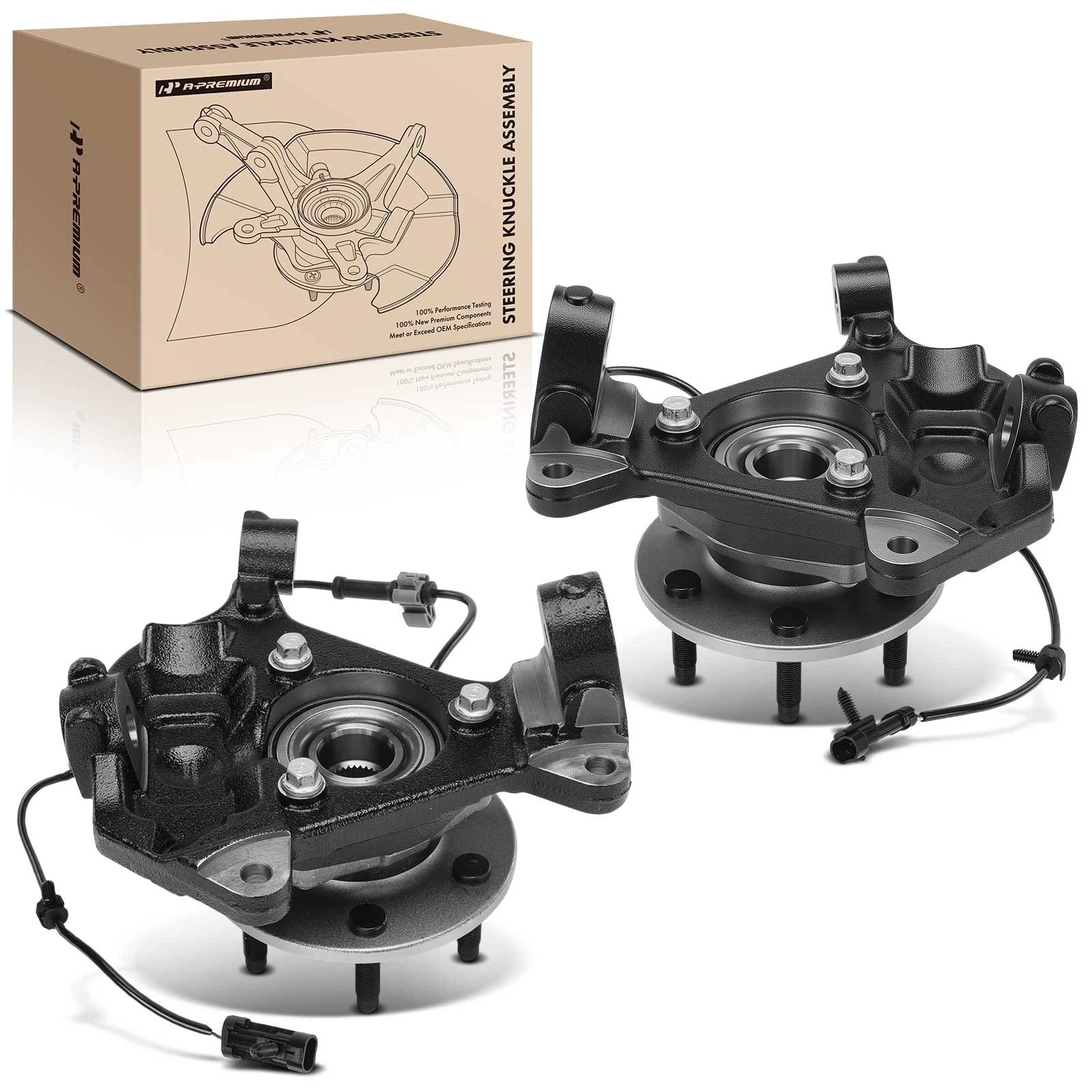 Pair Front Steering Knuckle & Hub Bearing for Chevrolet Silverado (2007–2019)