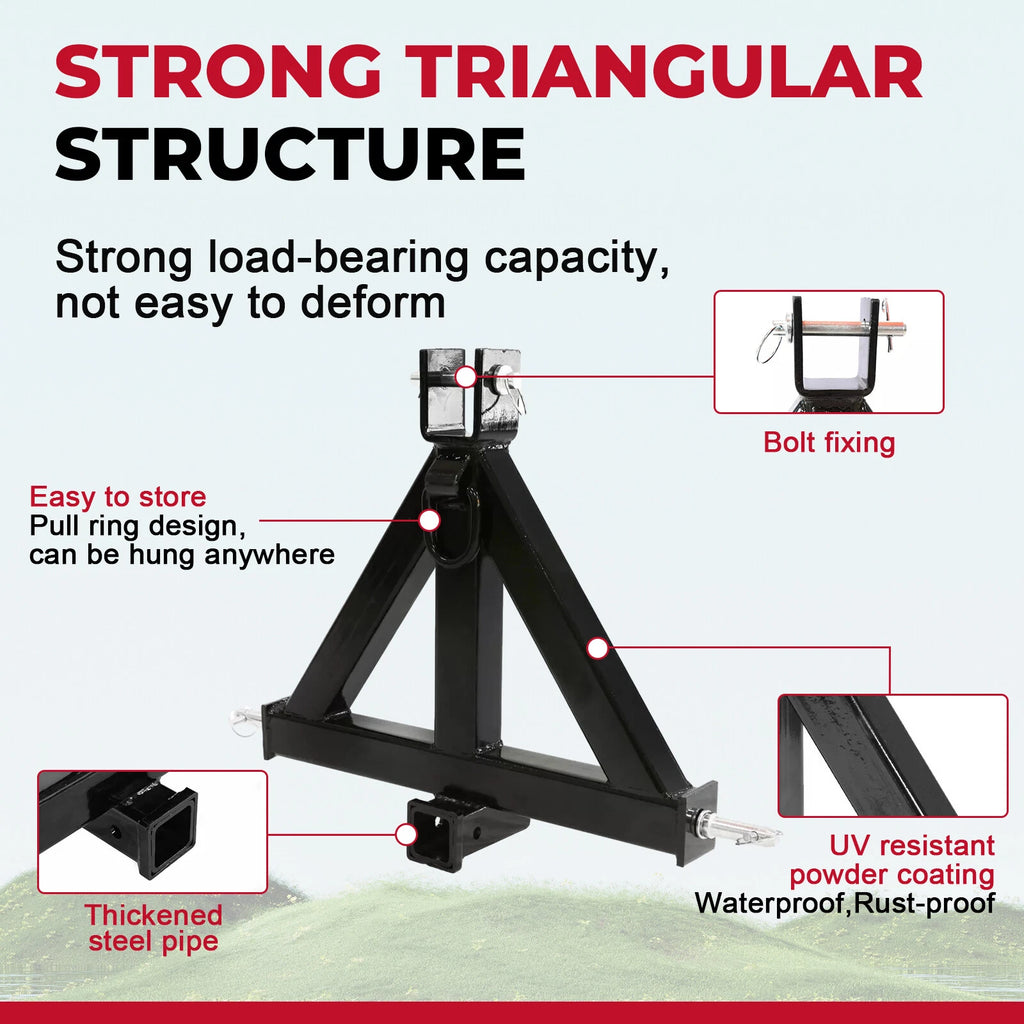 3 Point 2" Receiver Trailer Hitch for Category 1 Tractor (Heavy Duty)
