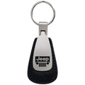 Grille on Black Leather Teardrop Keychain - Officially Licensed for Jeep